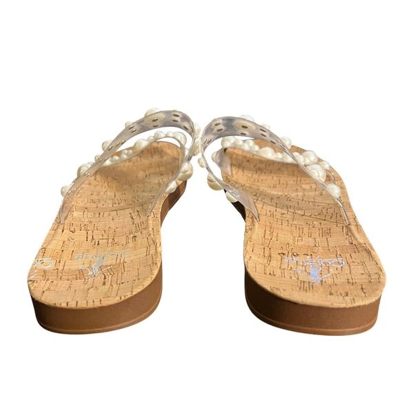Corkys Sandals Womens Size 10 Clear Pearl Beaded Slide Cork Footbed Slip On - Picture 5 of 14